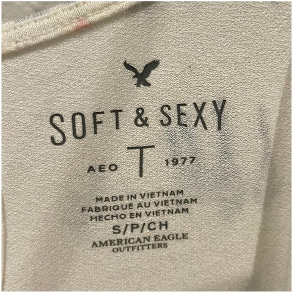 AMERICAN EAGLE OUTFITTERS  Cold Shoulder White Purple Tie Dye Top - Picture 2 of 3